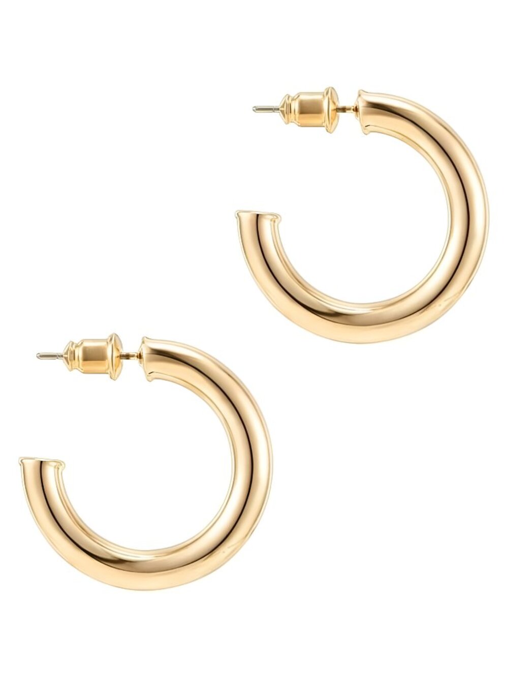 14K Gold Plated Lightweight Chunky Open Hoops | Gold Hoop Earrings for Women